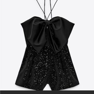 Zara sequin bow jumpsuit